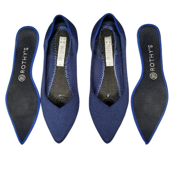 ROTHYS The Point Maritime Navy Machine Washable Woven Sustainable Ballet Flats 9 - Picture 4 of 8